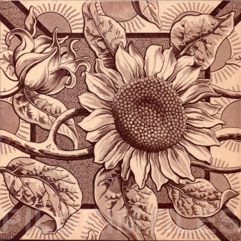 Tulips & Chequers Aesthetic / Arts & Crafts / Nouveau Tile ~ Pilgrim Tiles