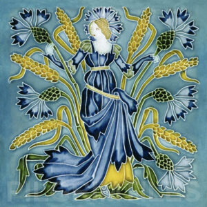 New Walter Crane Flora's Train ceramic or porcelain tiles Cornflower