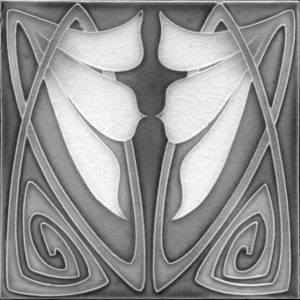 Art Nouveau / Arts & Crafts floral tile ref 20 Grey