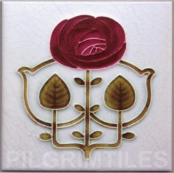 Mackintosh Rose Art Nouveau / Arts & Crafts ceramic or porcelain tiles ref mac 10
