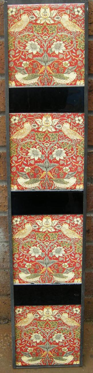ARTS & CRAFTS WILLIAM MORRIS STRAWBERRY THIEF RED FIREPLACE TILES SET 