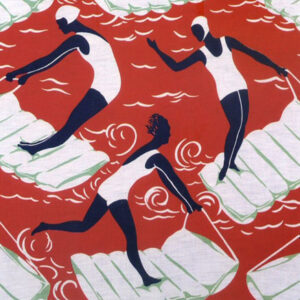 Surfing Art Deco Tile red