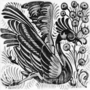 William De Morgan Exotic Bird and Fruit Tile Grey