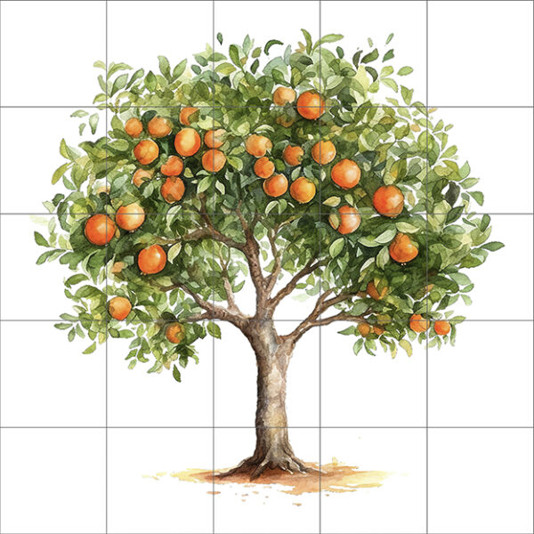 Orange Tree Large Ceramic or Porcelain 25 Tile Mural Backsplash 75cm x 75cm 30" x 30"