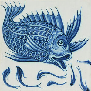 William De Morgan Fish blue tile ref 4