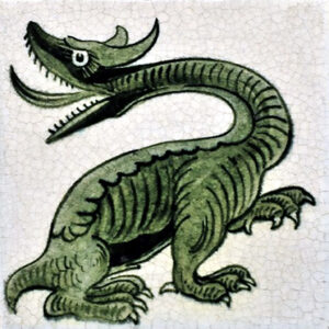 William De Morgan Dragon green tile