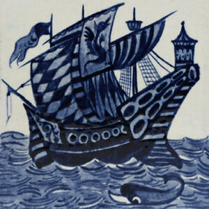 William De Morgan Blue Galleon tiles ref 17