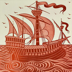 William De Morgan Red Galleon tiles ref 12