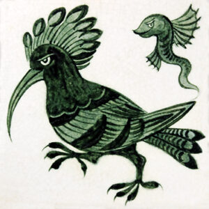 William De Morgan Hoopoe Bird tile