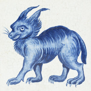 William De Morgan Lynx blue tile