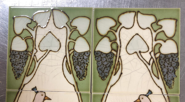 Original Antique Art Nouveau Peacock Fireplace 10 Tile Set (Mansfield Brothers 1905-1910) - Image 2