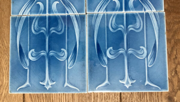 Original Antique Art Nouveau Fireplace 10 Tile Set ref 0925-s1 - Image 6