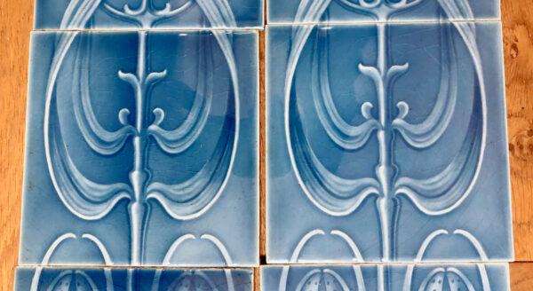 Original Antique Art Nouveau Fireplace 10 Tile Set ref 0925-s1 - Image 4