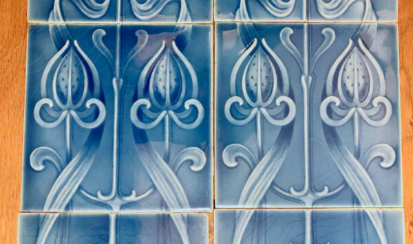 Original Antique Art Nouveau Fireplace 10 Tile Set ref 0925-s1 - Image 3