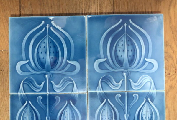 Original Antique Art Nouveau Fireplace 10 Tile Set ref 0925-s1 - Image 2