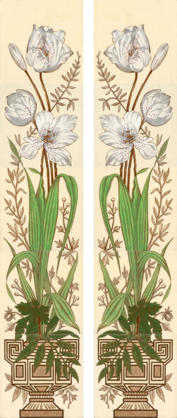 Aesthetic Movement  Peonie White Fireplace 10 Tile Set