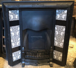 Original Antique Art Nouveau Tiled Cast Iron Fireplace Insert ref i812