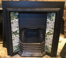 Antique Victorian Arts and Crafts Tiled Cast Iron Fireplace Insert ref i810