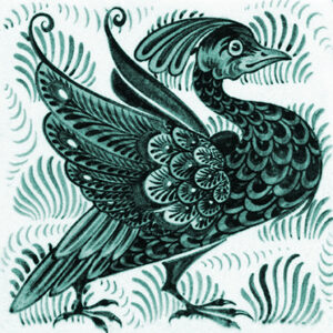 William De Morgan Exotic Bird Tile Teal